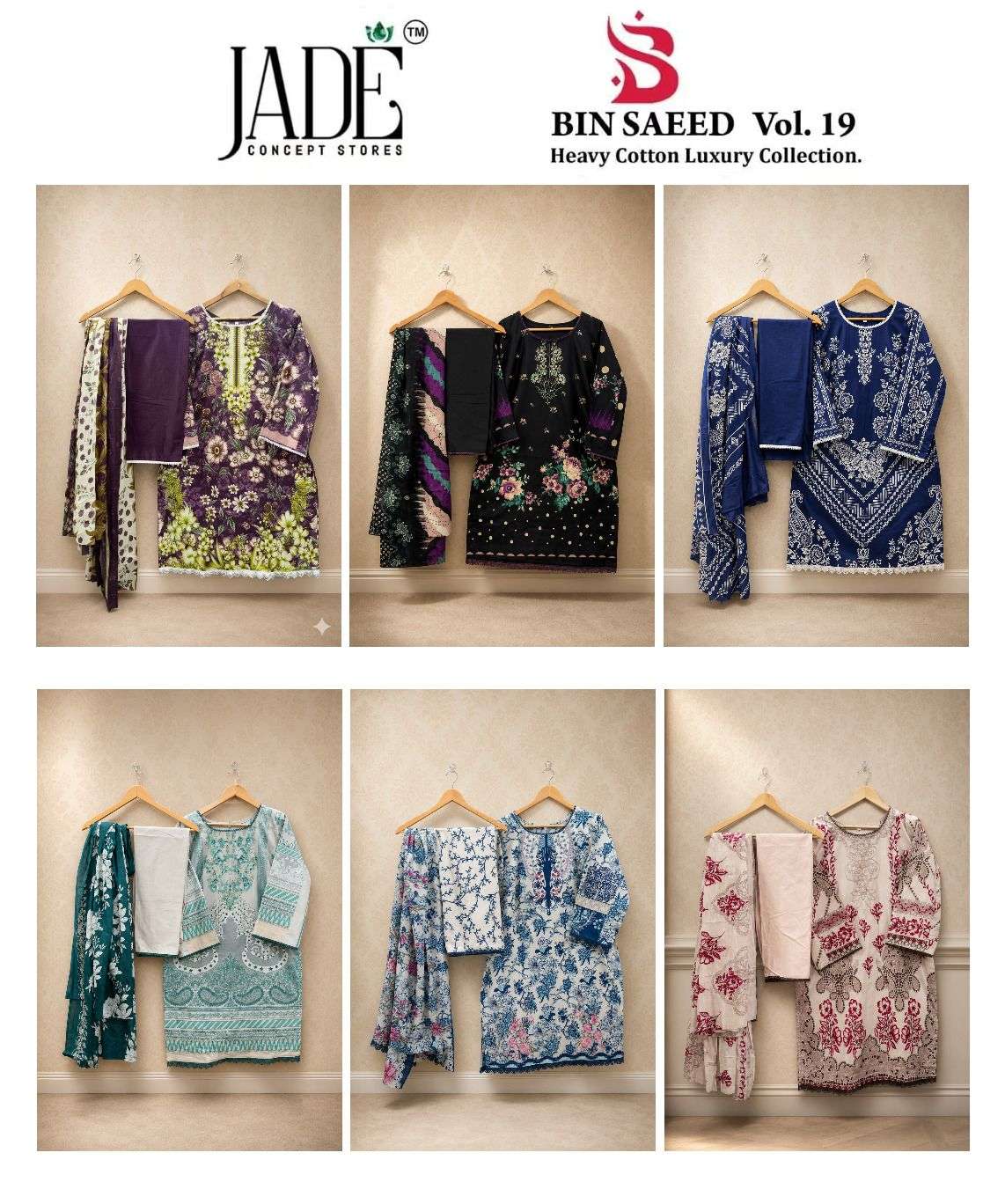 JADE BIN SAEED HEAVY COTTON LUXURY READY MADE COLLECTION VOL 19 