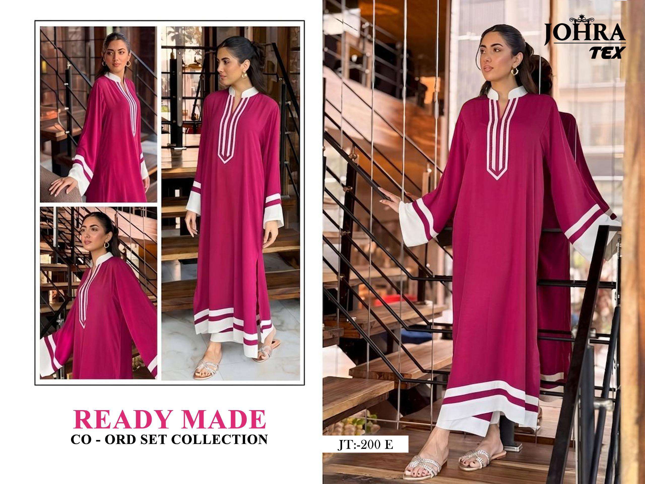 JOHRA TEX JT 200 DEF VISCOSE FANCY WORKS PAKISTANI STYLE KURTI WITH BOTTOM PAIR 