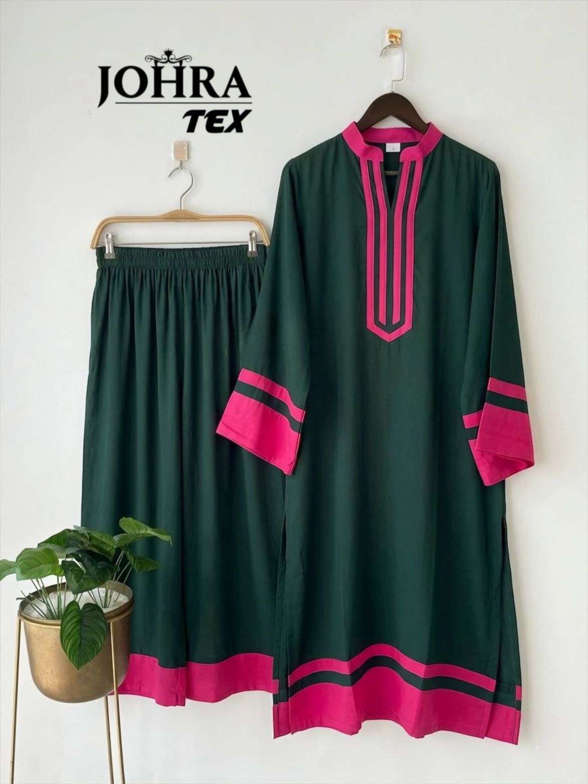 JOHRA TEX JT 200 DEF VISCOSE FANCY WORKS PAKISTANI STYLE KURTI WITH BOTTOM PAIR 