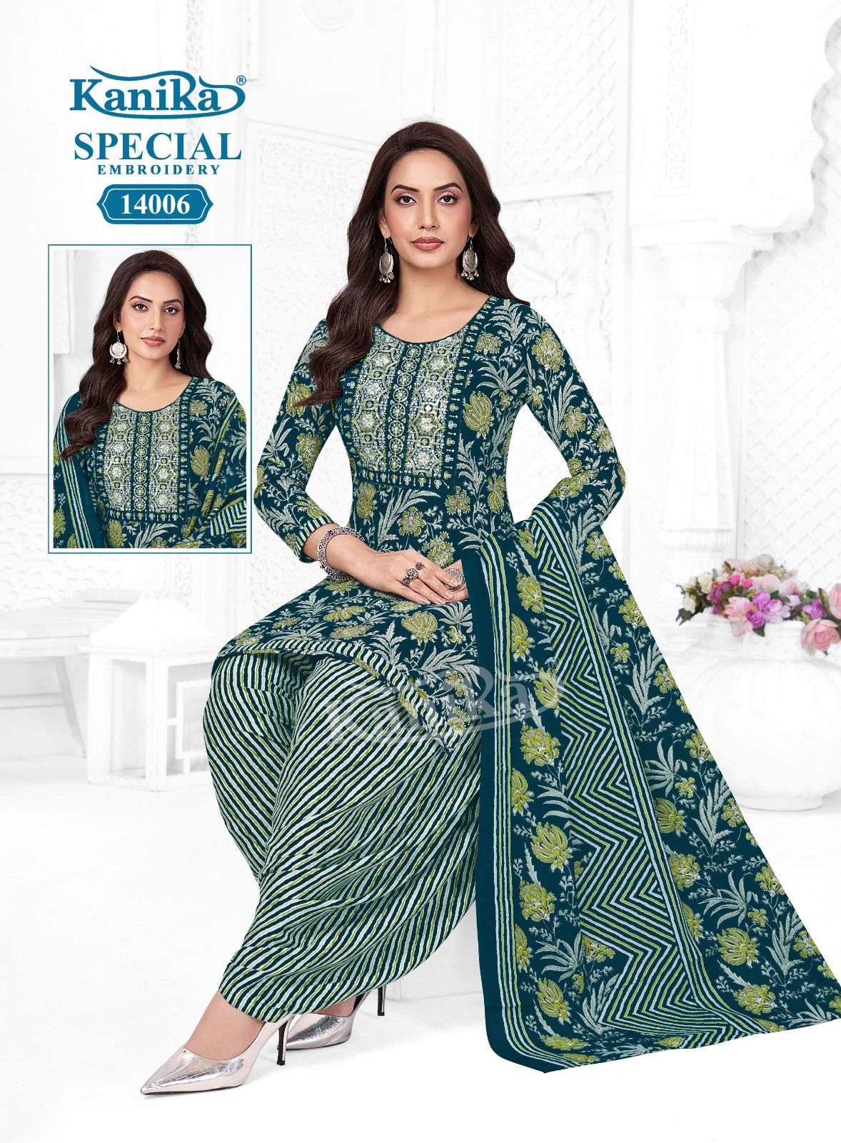 KANIKA SPECIAL EMBROIDERY VOL 14 COTTON PRINTED PATIYALA SUIT