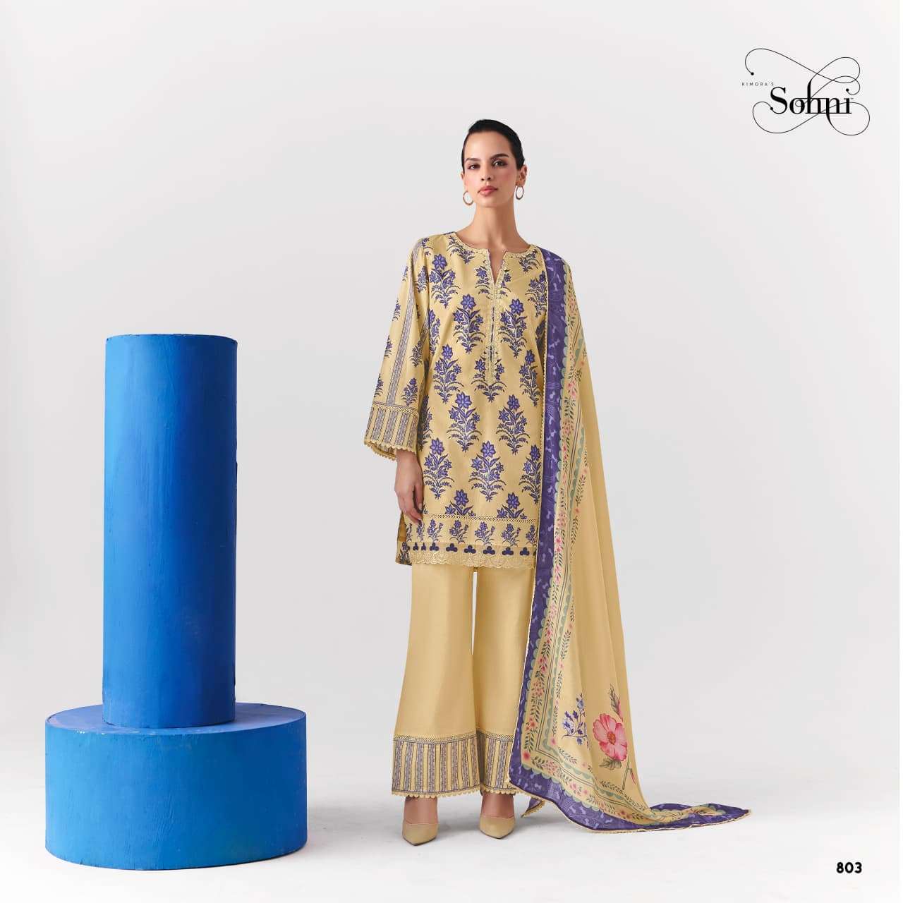 KIMORA SOHNI COBALT VOL 73 COTTON DIGITAL PRINT WITH DESIGNER WORK SUIT