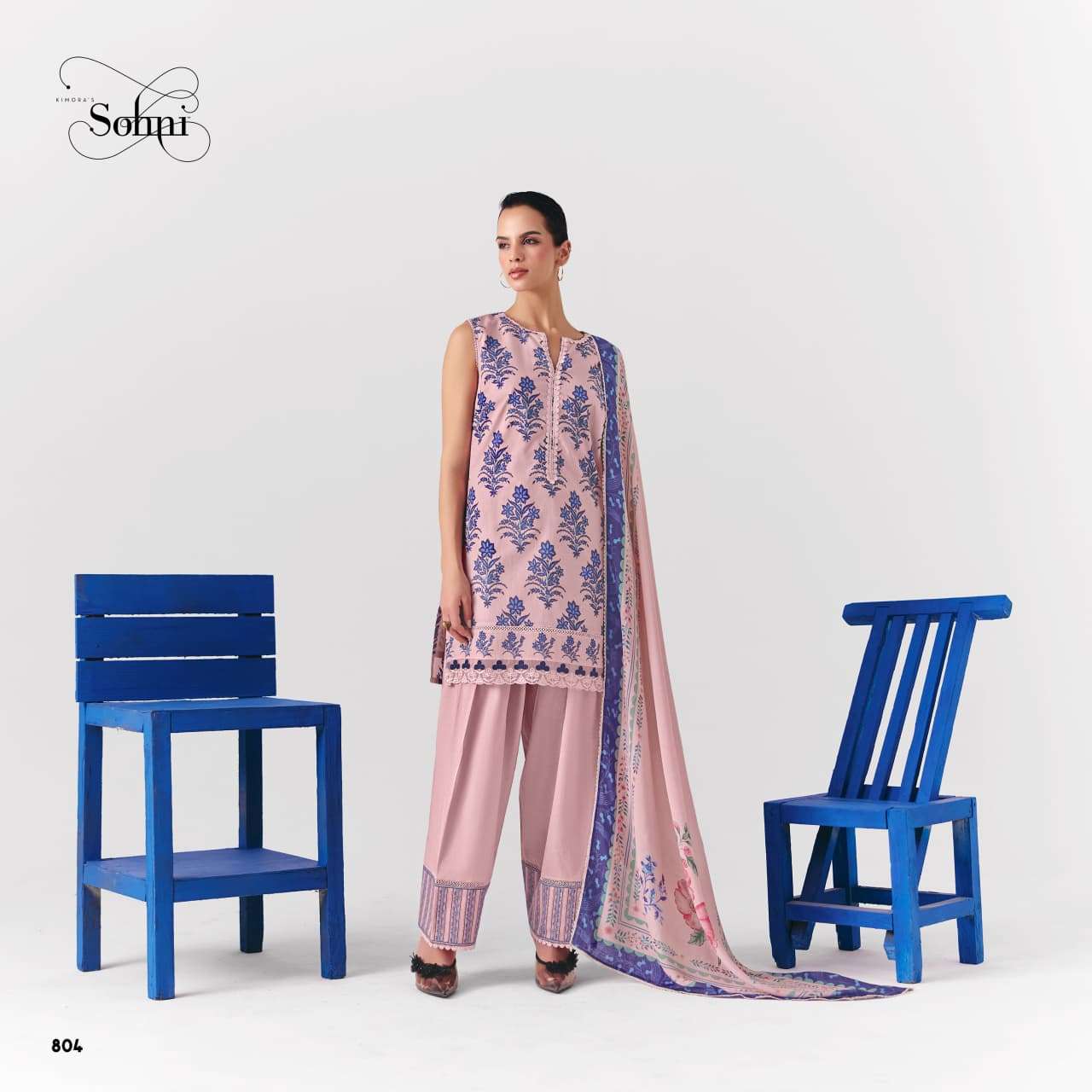 KIMORA SOHNI COBALT VOL 73 COTTON DIGITAL PRINT WITH DESIGNER WORK SUIT