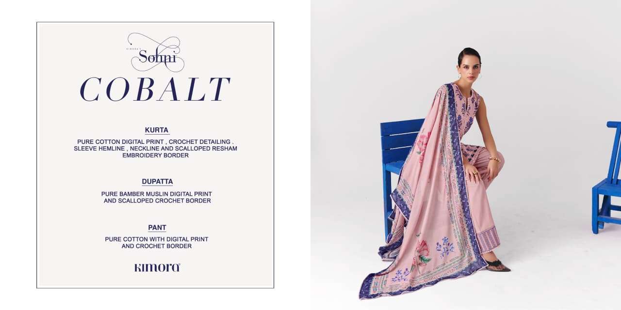KIMORA SOHNI COBALT VOL 73 COTTON DIGITAL PRINT WITH DESIGNER WORK SUIT