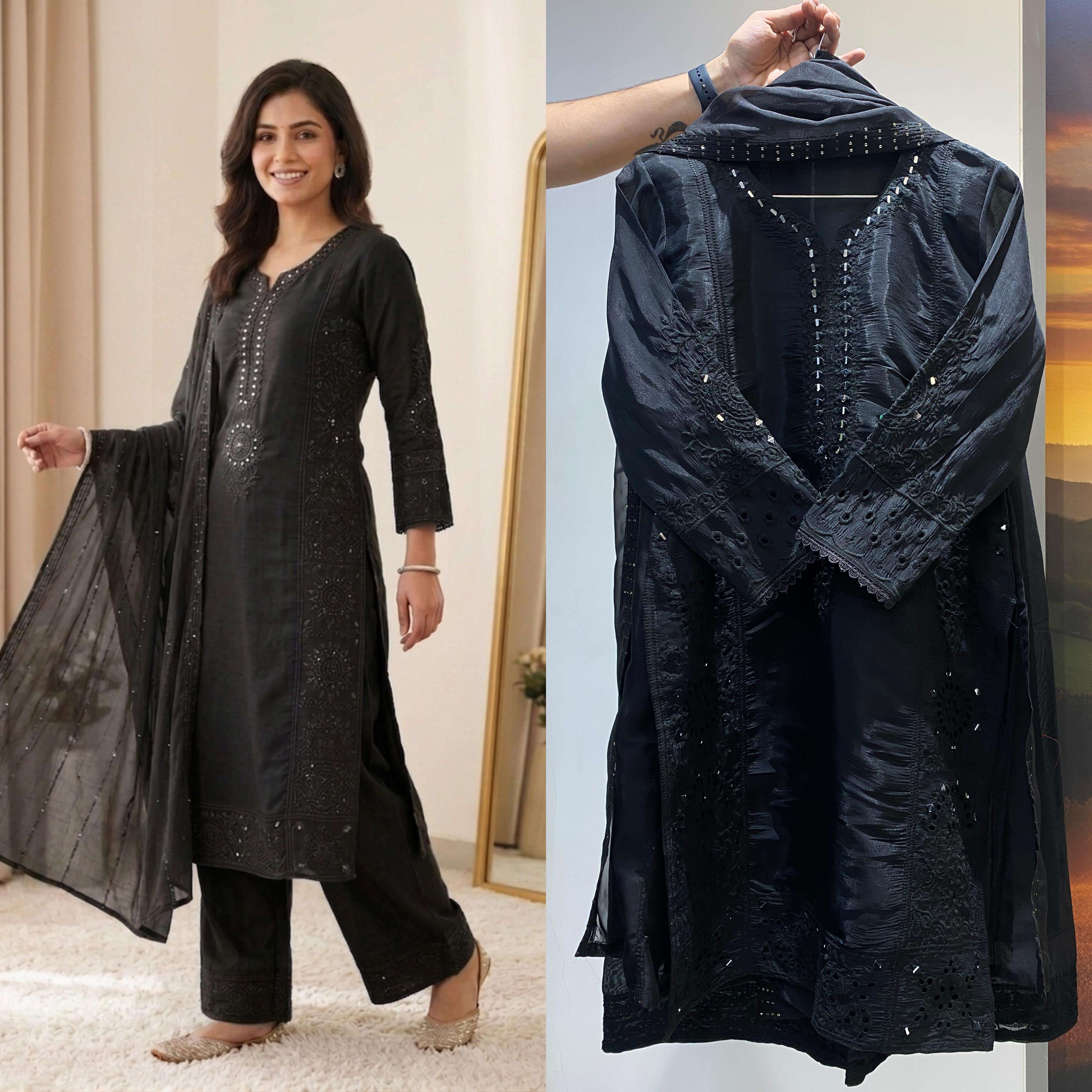 LG 2106 CHANDERI SILK BEAUTIFUL EMBROIDERY DESIGNER WORK READY MADE LADIES SUIT