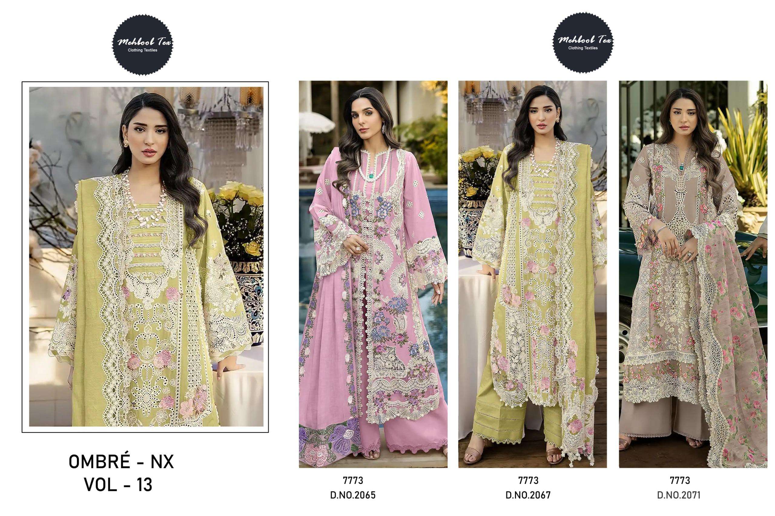 MEHBOOB TEX OMBRE NX VOL 13 COTTON EMBROIDERY DESIGNER WORK PAKISTANI SUIT
