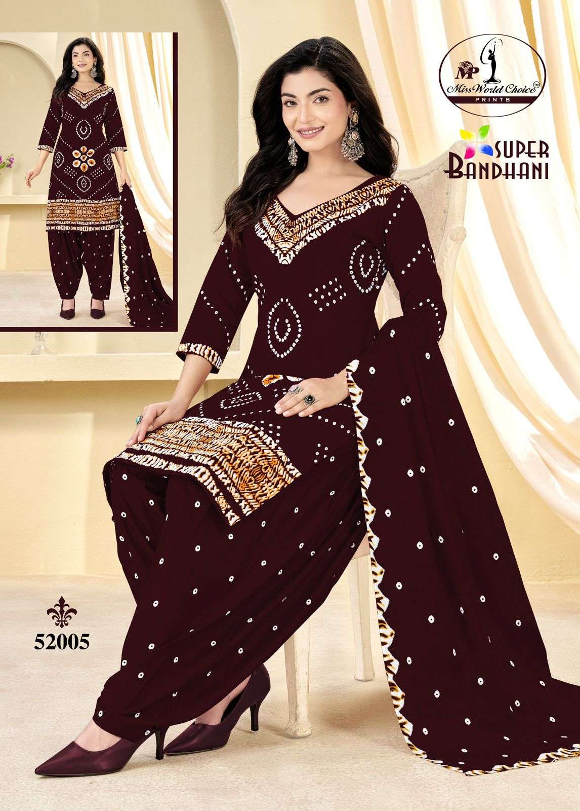 MISS WORLD CHOICE SUPER BANDHANI VOL 51 COTTON PRINTED PATIYALA DRESS 