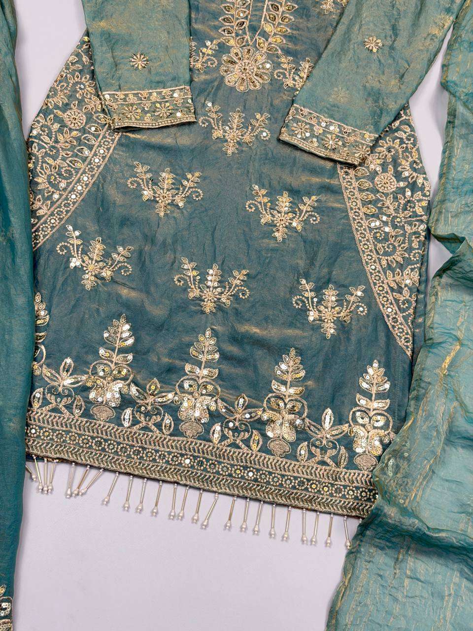 NSR 894 SILK FANCY DESIGNER PARTY WEAR LOOK LADIES TOP PLAZZO AND DUPATTA SET 