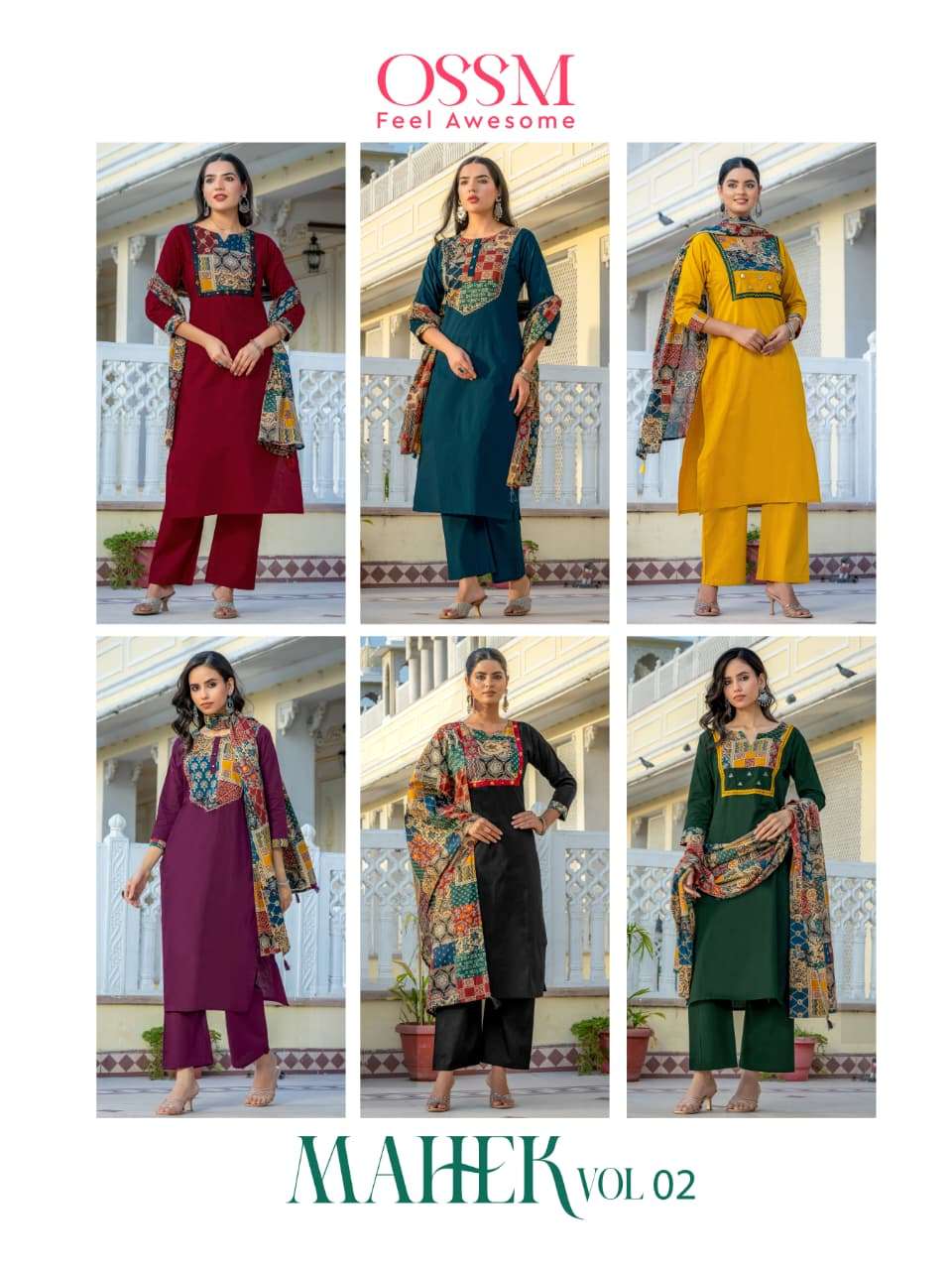 OSSM MAHEK VOL 2 COTTON FANCY EMBROIDERIES WORK READY MADE LADIES SUIT