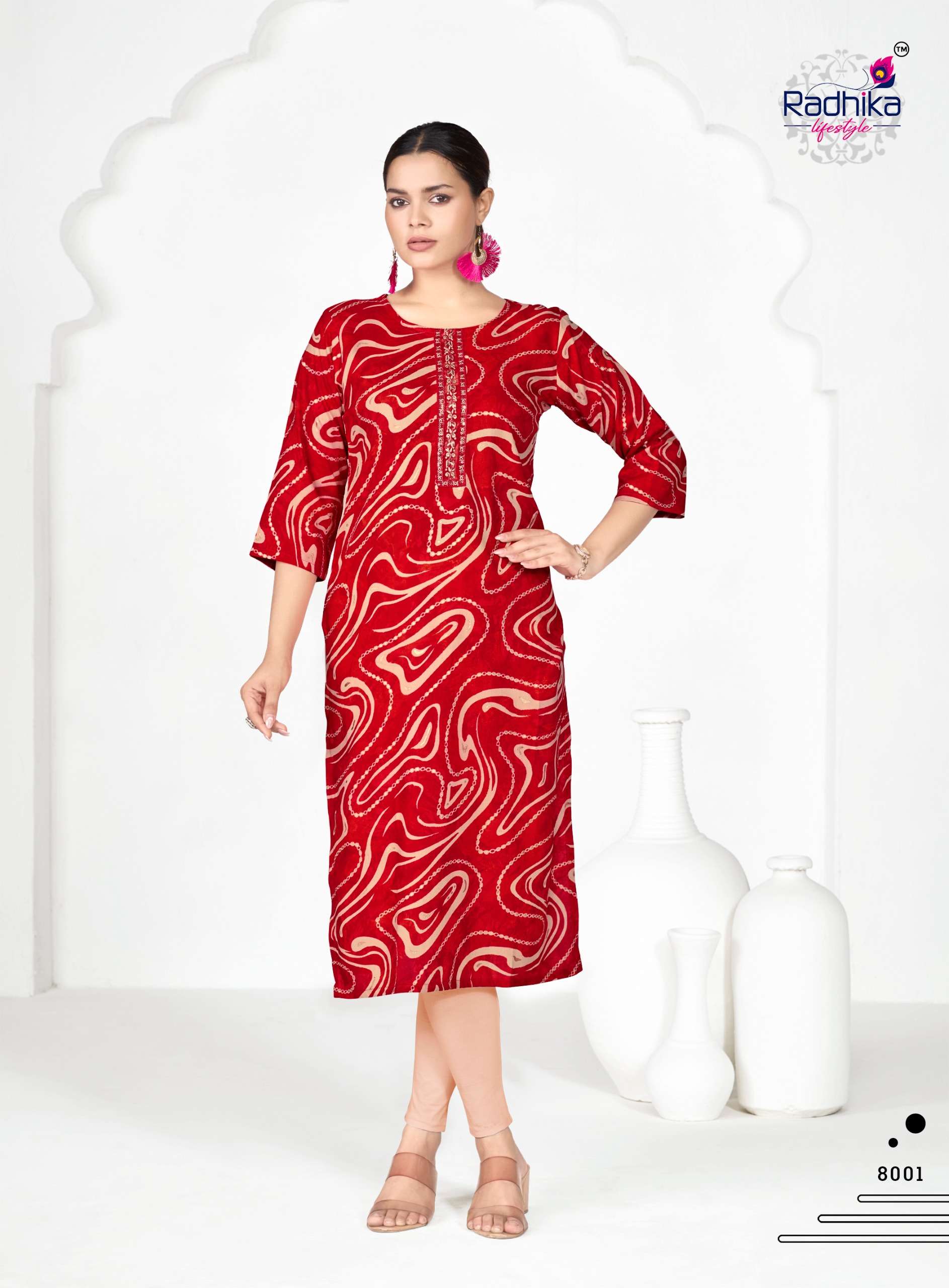 RADHIKA LIFESTYLE ALISHA VOL 8 RAYON PRINT FANCY WEAR LADIES KURTI 