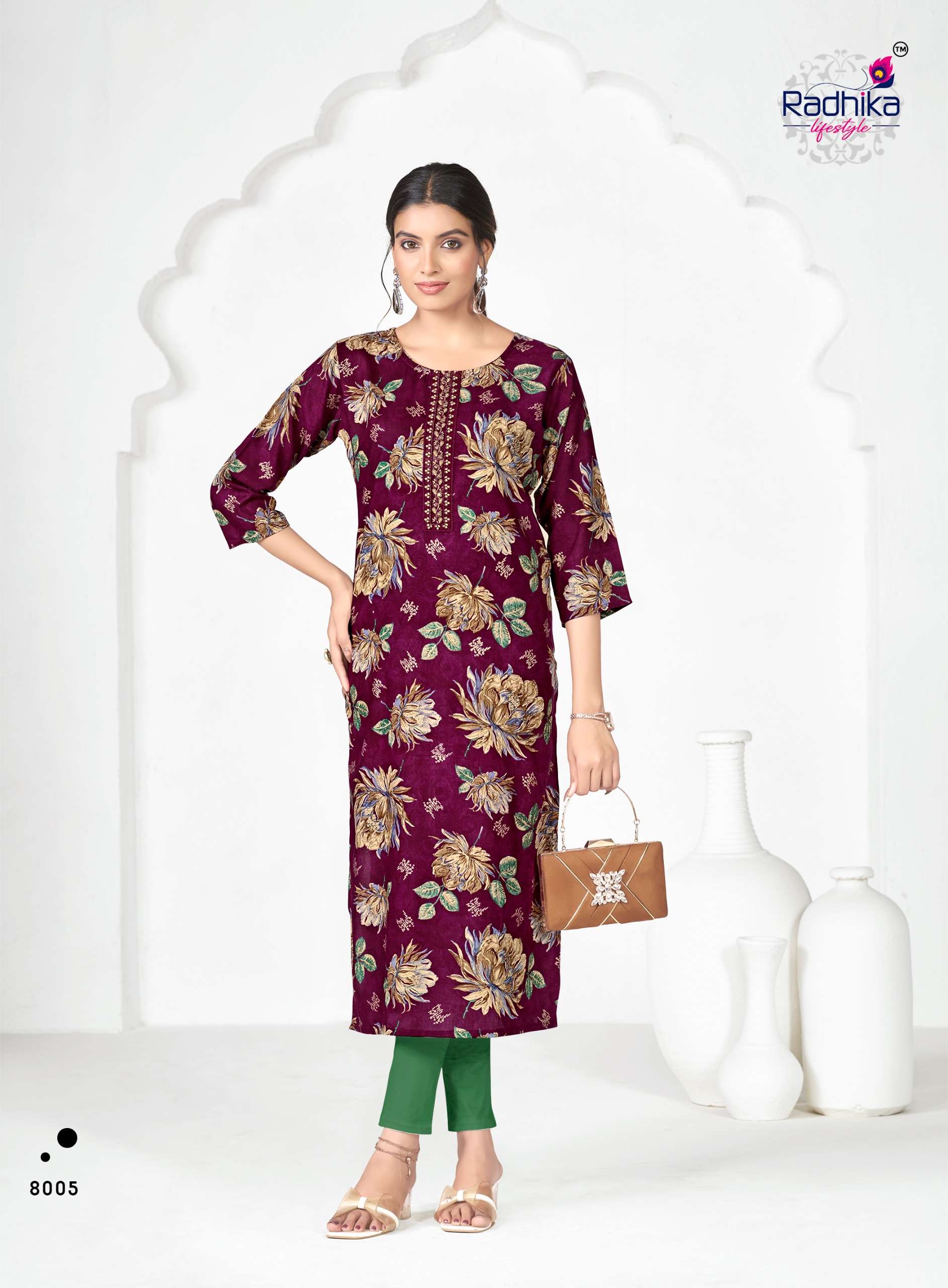 RADHIKA LIFESTYLE ALISHA VOL 8 RAYON PRINT FANCY WEAR LADIES KURTI 