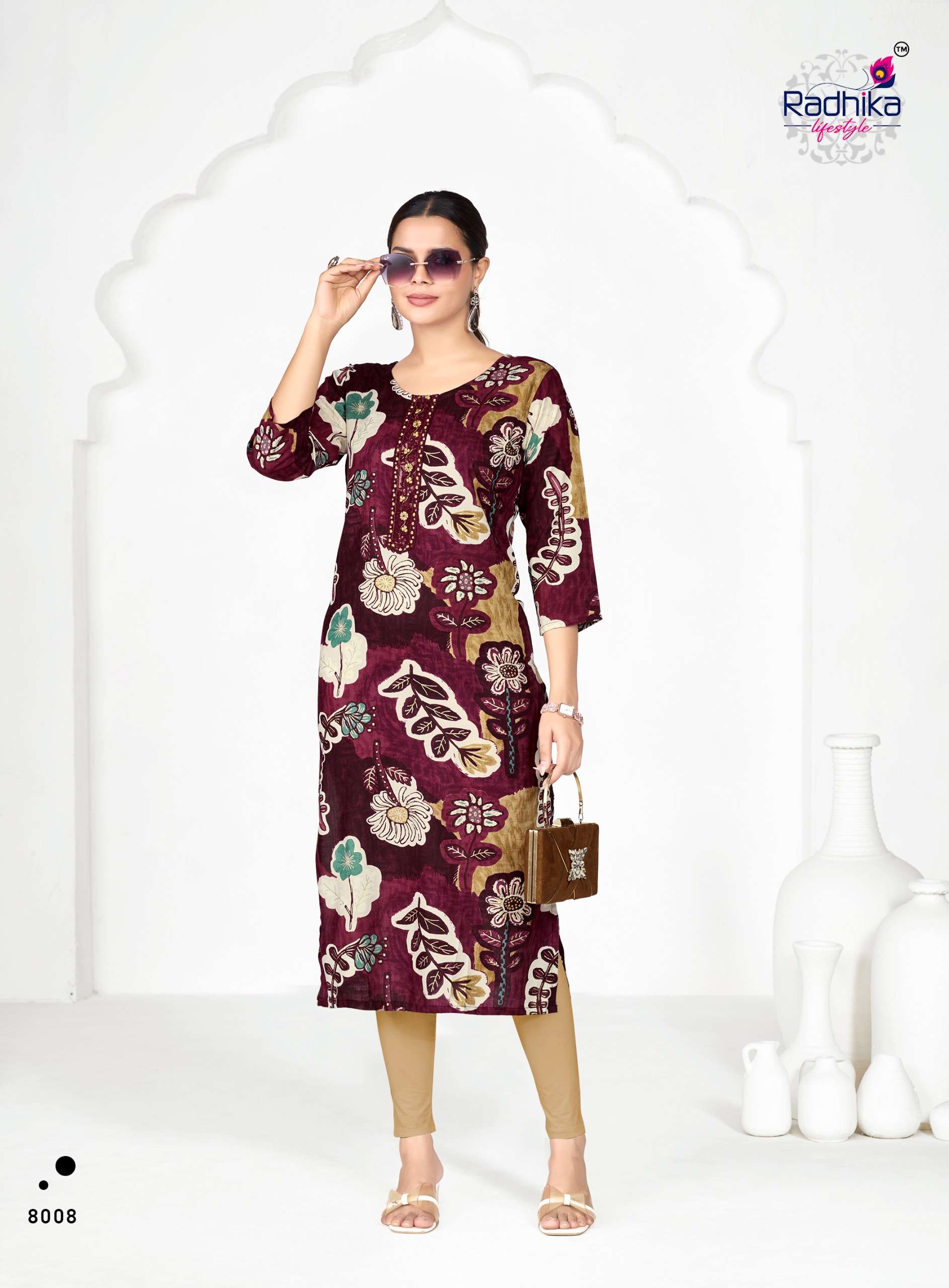 RADHIKA LIFESTYLE ALISHA VOL 8 RAYON PRINT FANCY WEAR LADIES KURTI 
