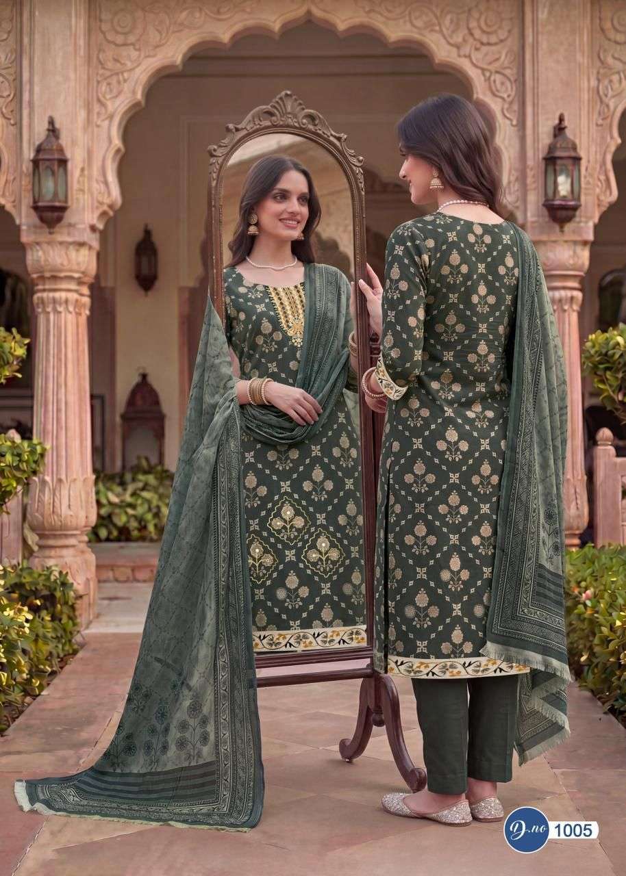 RAHI FAB RUBY ROSE VOL 1 COTTON PRINTED WITH FANCY WORK SUIT