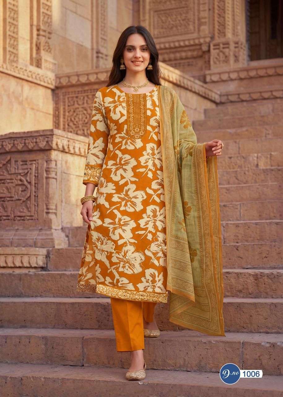 RAHI FAB RUBY ROSE VOL 1 COTTON PRINTED WITH FANCY WORK SUIT