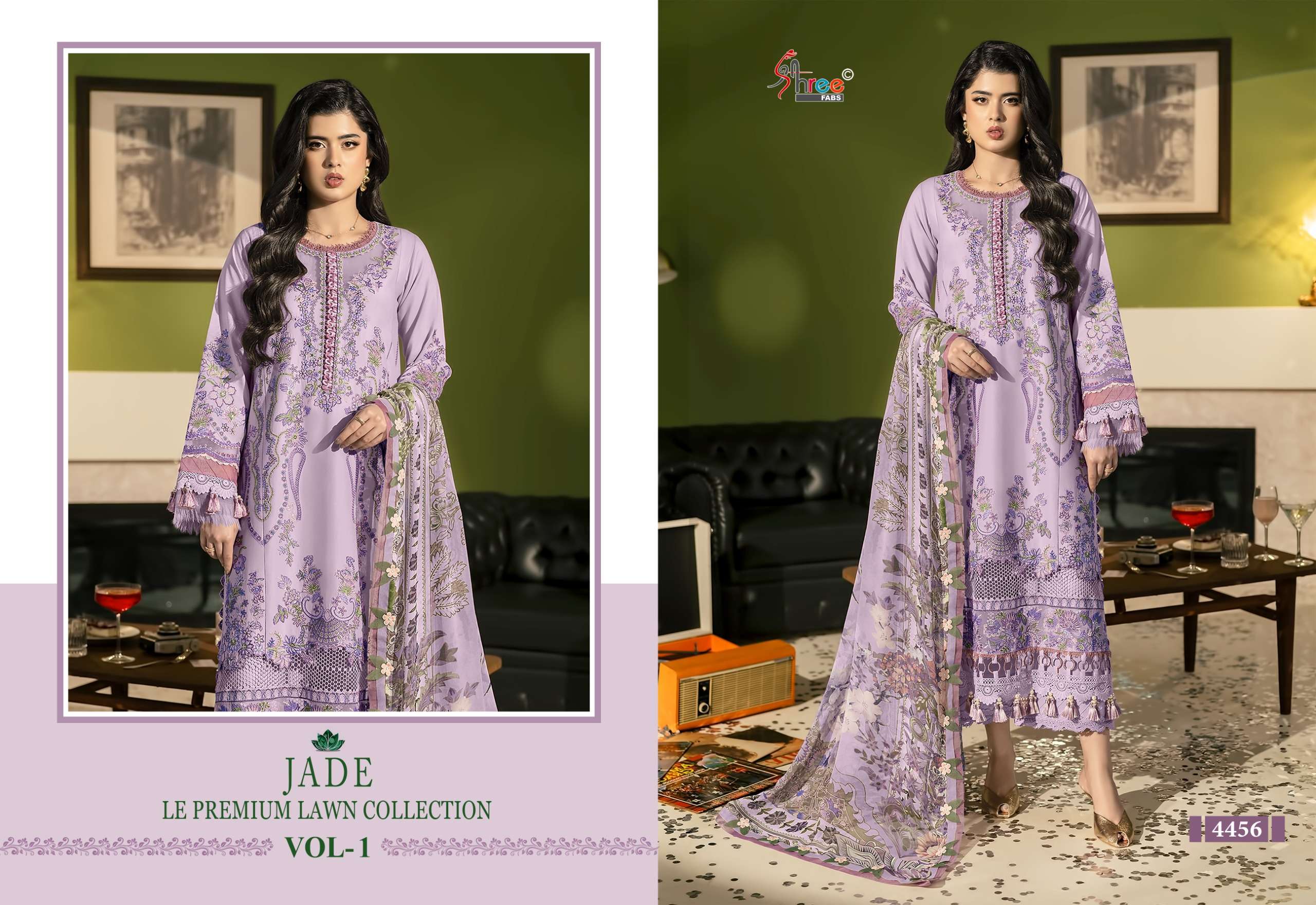 SHREE FABS JADE LE PREMIUM LAWN COLLECTION VOL 1 COTTON HEAVY EMBROIDERY WORK SUIT