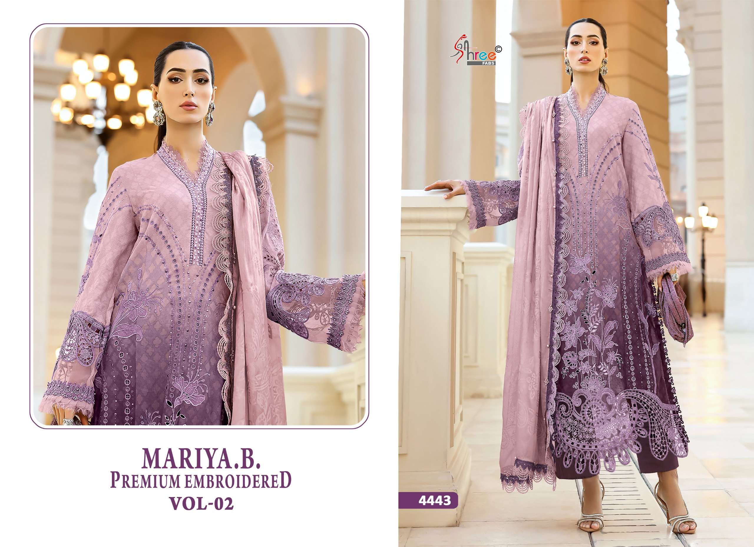 SHREE FABS MARIA B PREMIUM EMBROIDERED VOL 2 COTTON HEAVY EMBROIDERY DESIGNER WORK SUIT