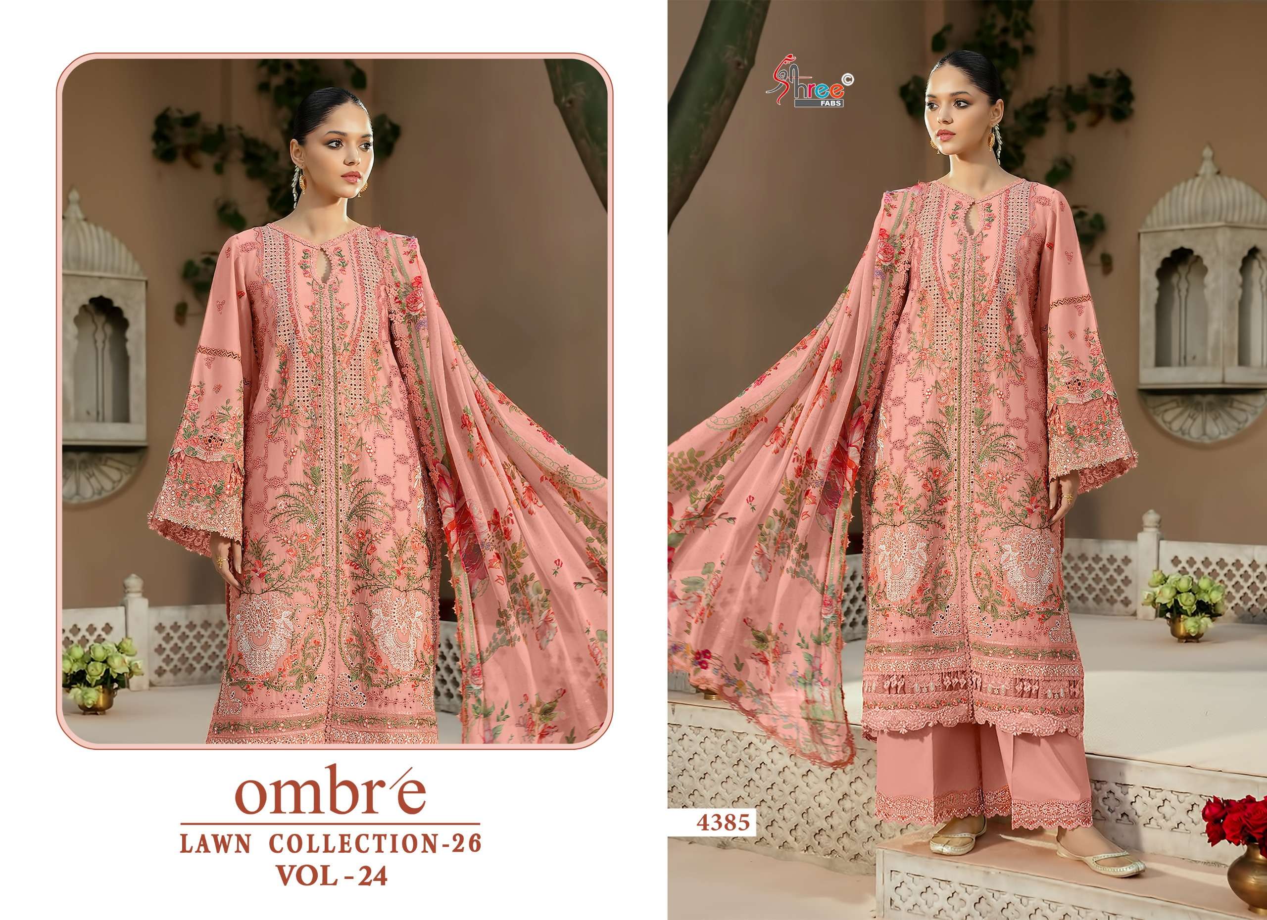 SHREE FABS OMBRE LAWN COLLECTION VOL 24 COTTON HEAVY EMBROIDERY DESIGNER PAKISTANI SUIT