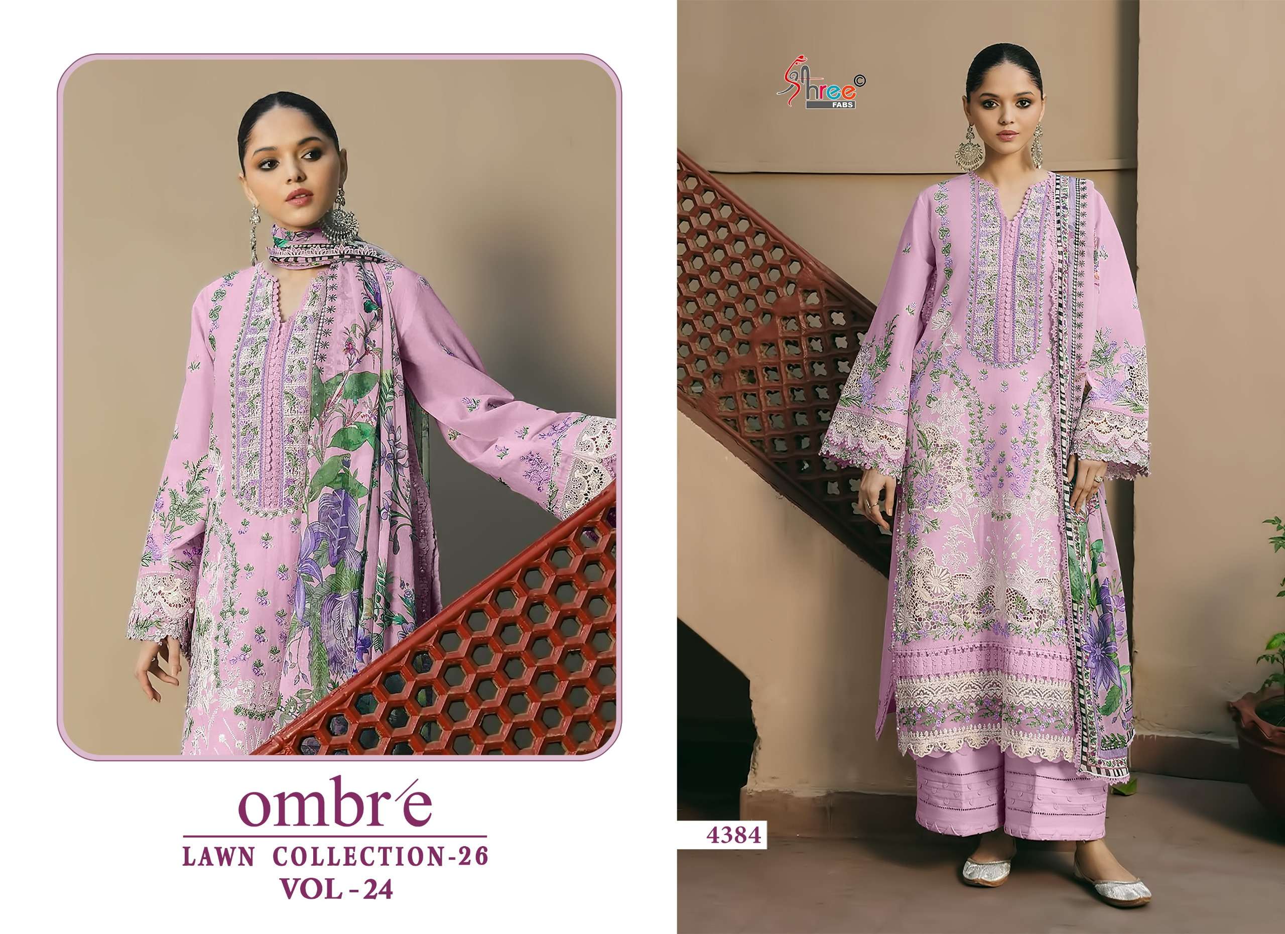 SHREE FABS OMBRE LAWN COLLECTION VOL 24 COTTON HEAVY EMBROIDERY DESIGNER PAKISTANI SUIT