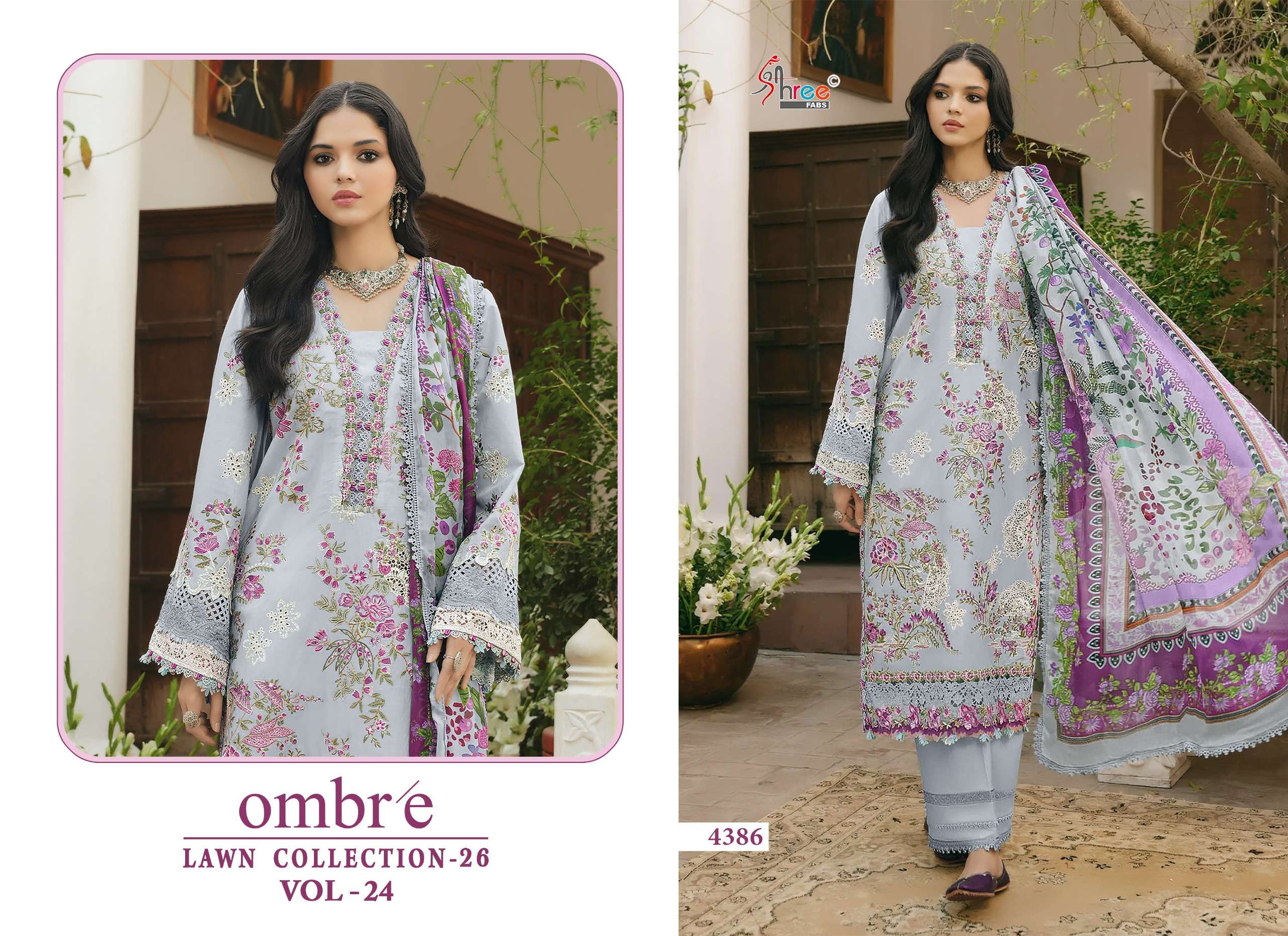 SHREE FABS OMBRE LAWN COLLECTION VOL 24 COTTON HEAVY EMBROIDERY DESIGNER PAKISTANI SUIT