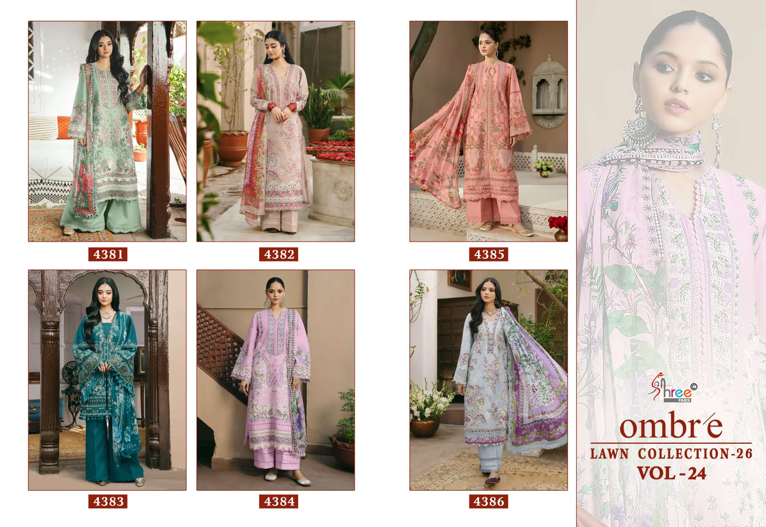 SHREE FABS OMBRE LAWN COLLECTION VOL 24 COTTON HEAVY EMBROIDERY DESIGNER PAKISTANI SUIT