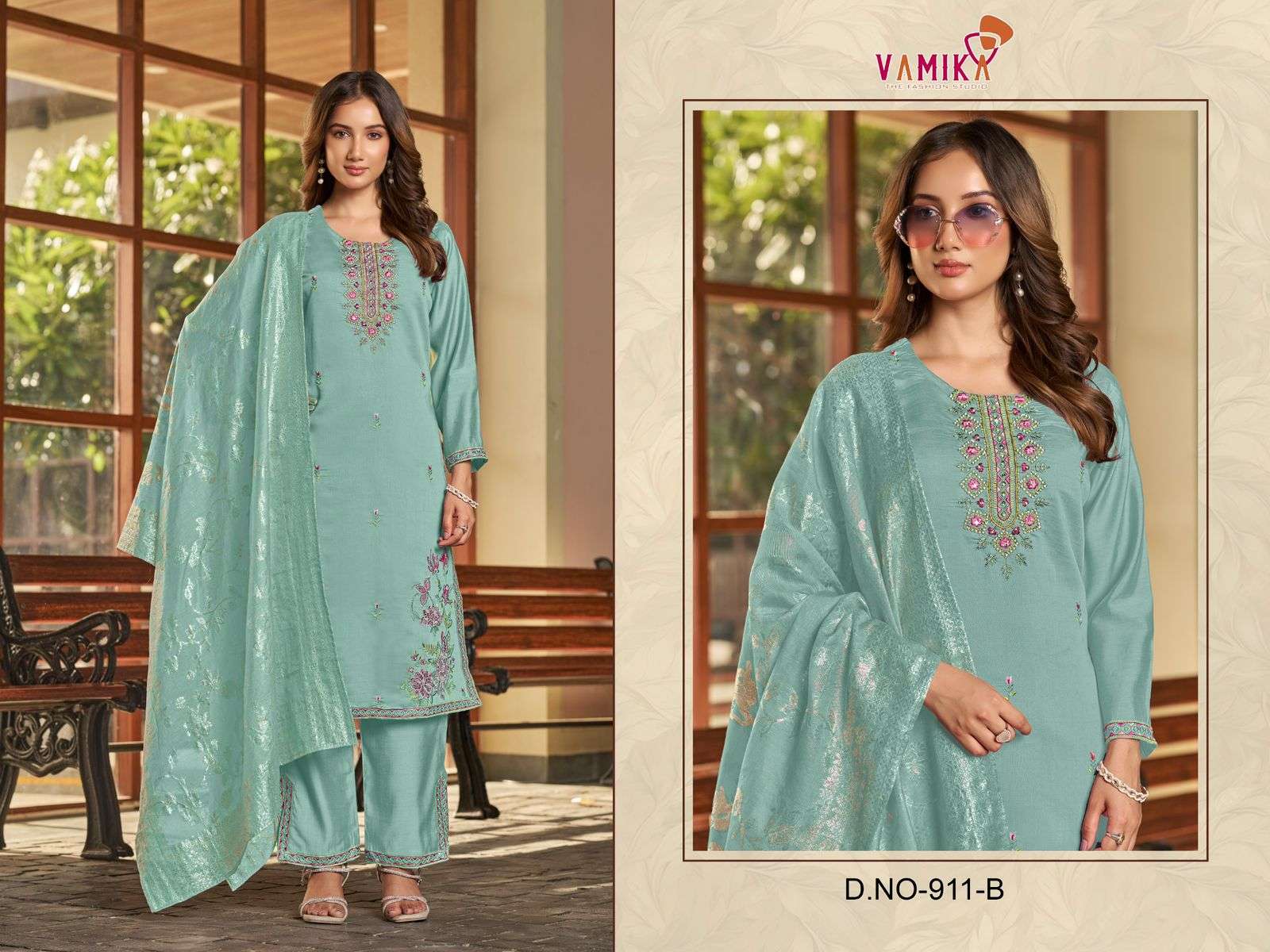 VAMIKA SAMEERA VISCOSE FANCY EMBROIDERIES WORK READY MADE LADIES SUIT