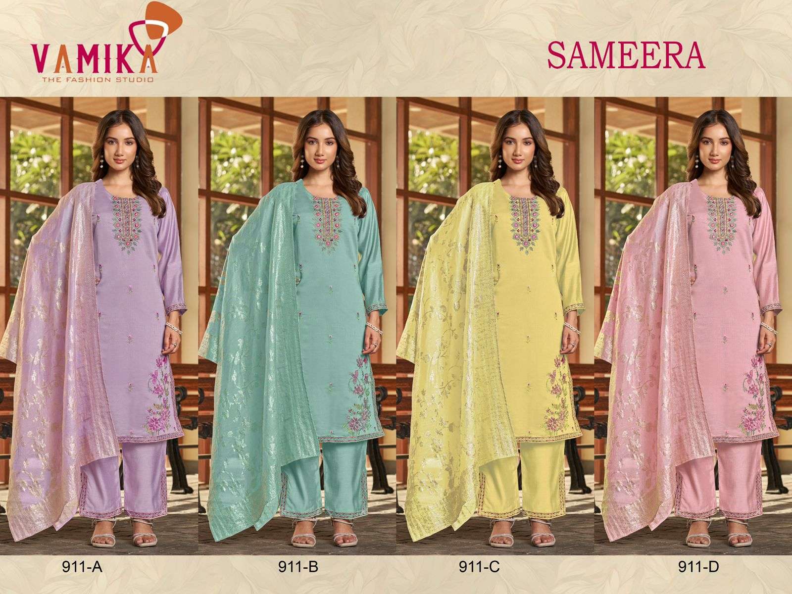 VAMIKA SAMEERA VISCOSE FANCY EMBROIDERIES WORK READY MADE LADIES SUIT