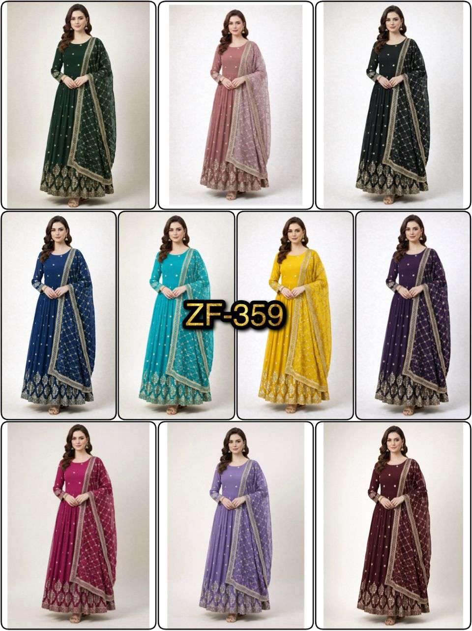 ZF 359 GEORGETTE DESIGNER PARTY WEAR WEAR ANARKALI GOWN WITH DUPATTA 