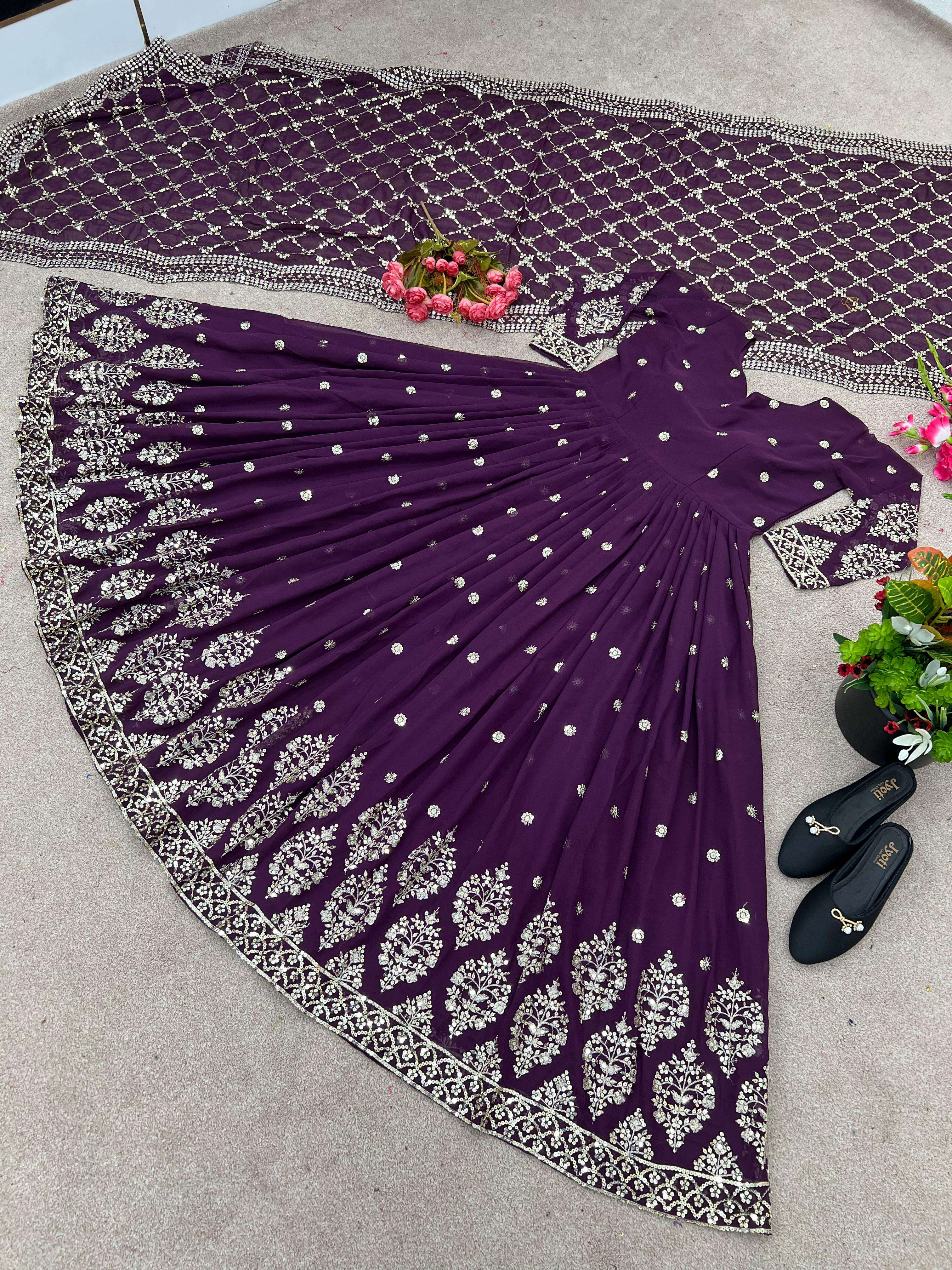 ZF 359 GEORGETTE DESIGNER PARTY WEAR WEAR ANARKALI GOWN WITH DUPATTA 