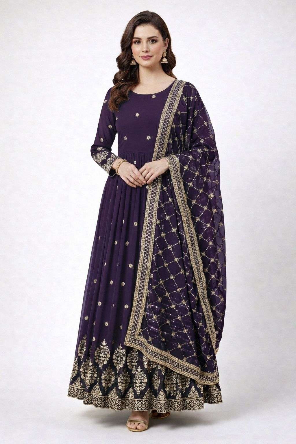 ZF 359 GEORGETTE DESIGNER PARTY WEAR WEAR ANARKALI GOWN WITH DUPATTA 