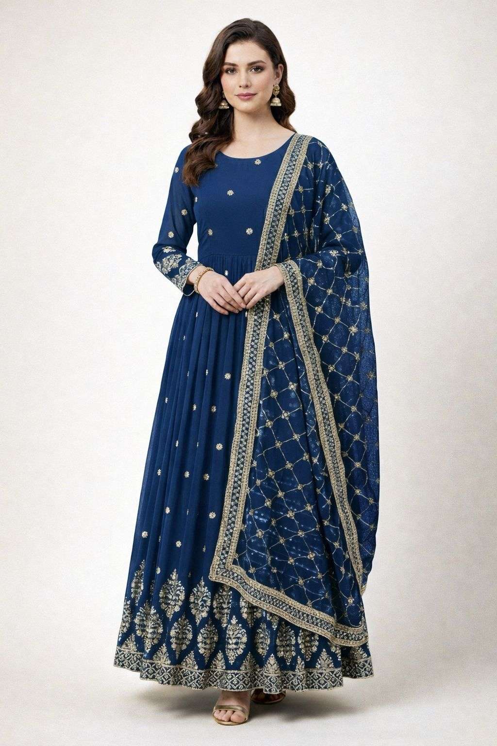 ZF 359 GEORGETTE DESIGNER PARTY WEAR WEAR ANARKALI GOWN WITH DUPATTA 