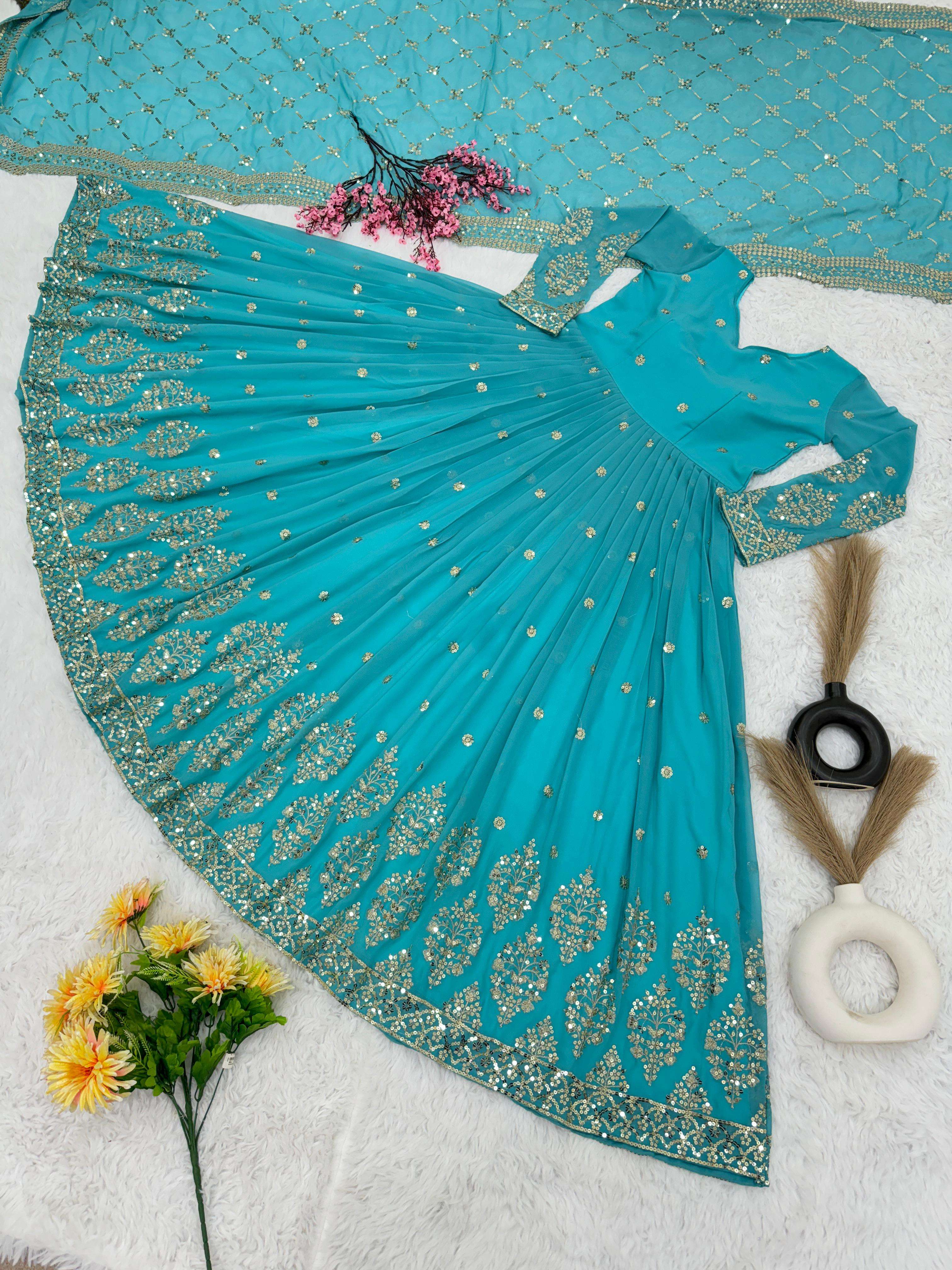 ZF 359 GEORGETTE DESIGNER PARTY WEAR WEAR ANARKALI GOWN WITH DUPATTA 