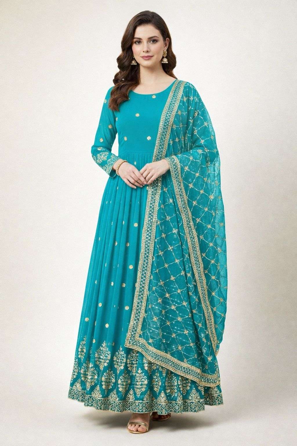 ZF 359 GEORGETTE DESIGNER PARTY WEAR WEAR ANARKALI GOWN WITH DUPATTA 
