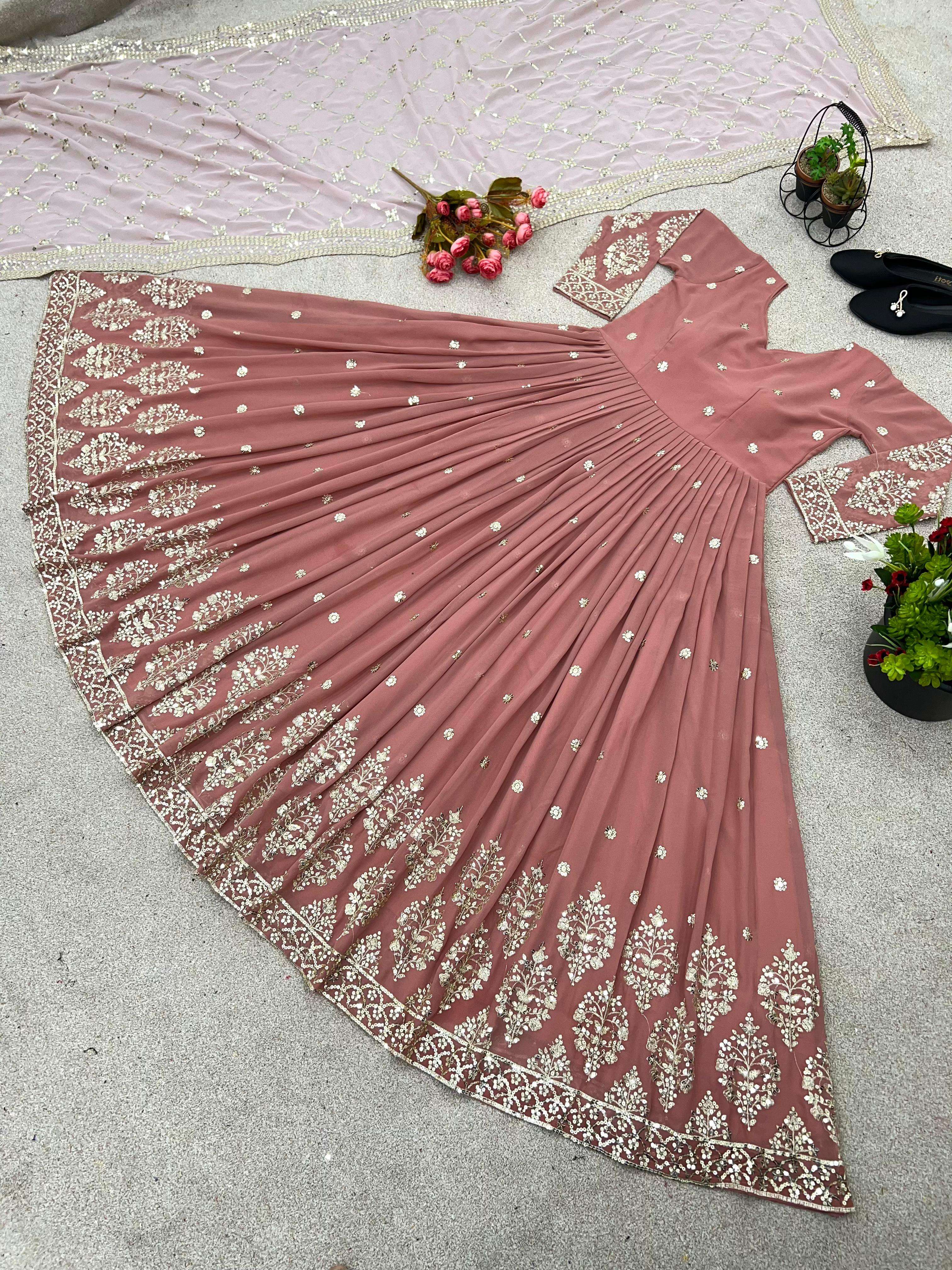 ZF 359 GEORGETTE DESIGNER PARTY WEAR WEAR ANARKALI GOWN WITH DUPATTA 