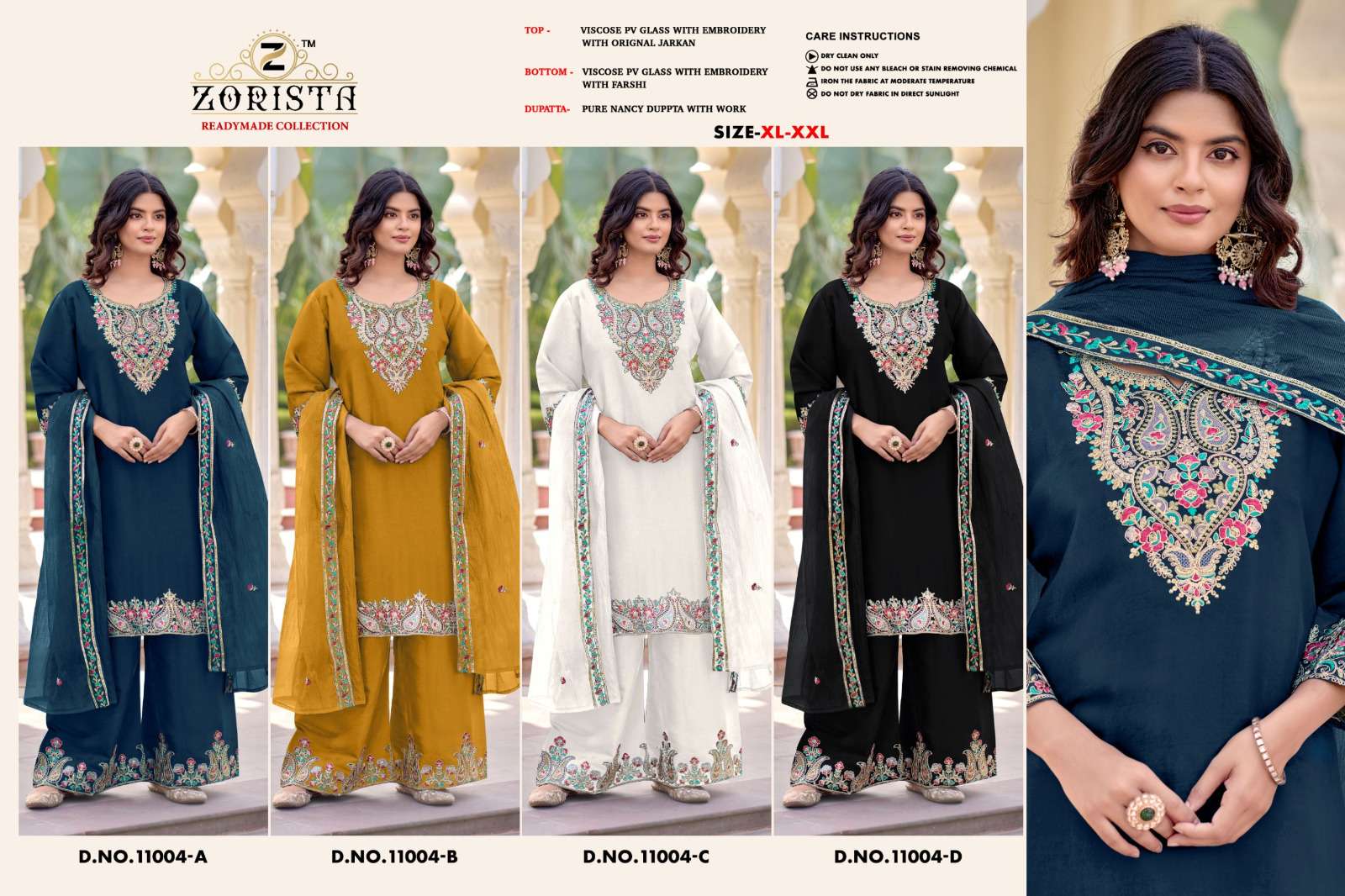 ZORISTA D NO 11004  SILK  WITH HEVAY EMBROIDERY DESIGNER READY MADE SUIT